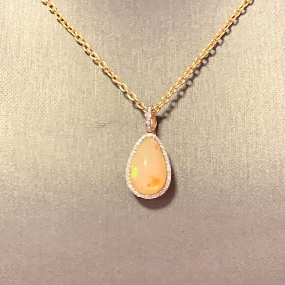 Natural Ethiopian Opal Diamond Necklace 17" 9.23 TCW Certified $5,950 114431 - Picture 7 of 10